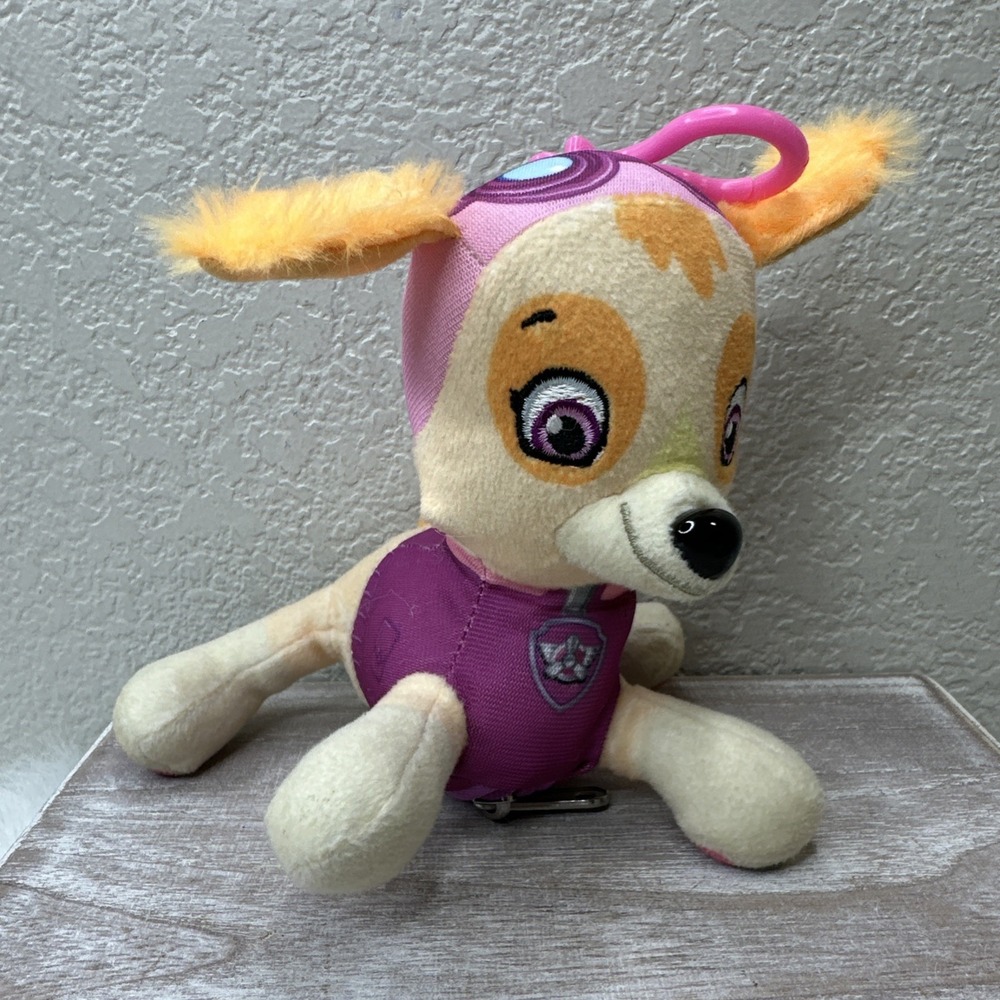 $14 🌙 SKYE Paw Patrol Plush Stuffed Animal Backpack‎ Keychain Clip Plush Zipper